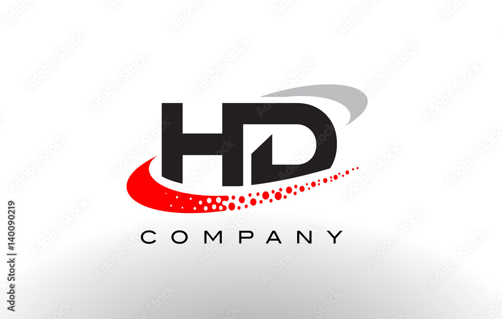 Fototapeta premium HD Modern Letter Logo Design with Red Dotted Swoosh