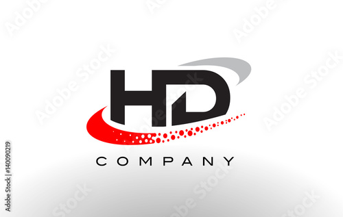 HD Modern Letter Logo Design with Red Dotted Swoosh
