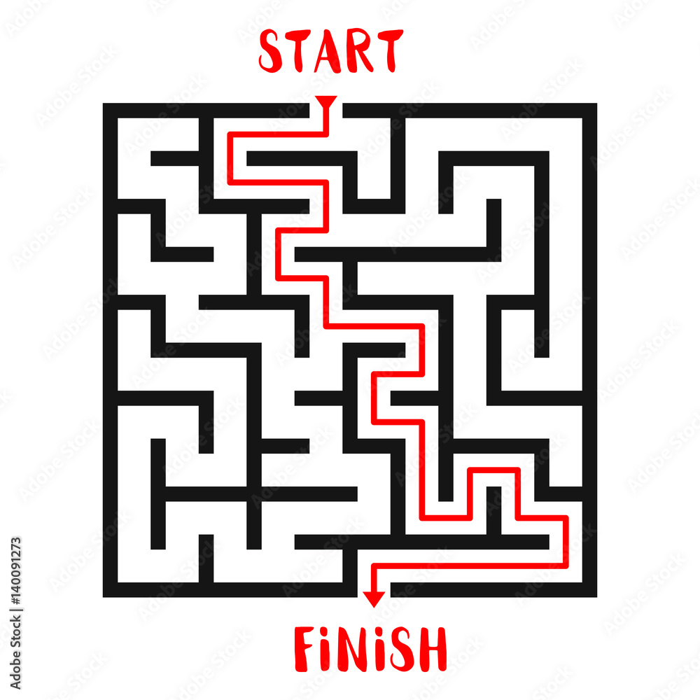 Maze Game with solution background. Labyrinth with Entry and Exit. Vector Illustration. Maze Game with solution background. Labyrinth with Entry and Exit. Vector Illustration.
