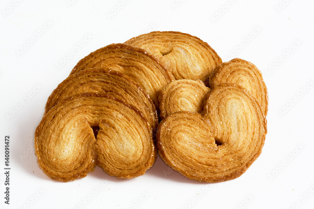 Gâteaux palmiers isolés sur fond blanc Gâteaux palmiers isolés sur fond blanc