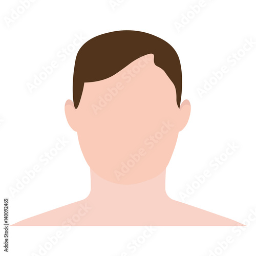 Human head, man face in flat style. Vector illustration. Front view.