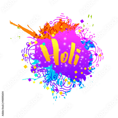 Holi holiday greeting abstract logo emblem
