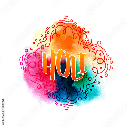 Holi holiday greeting logo