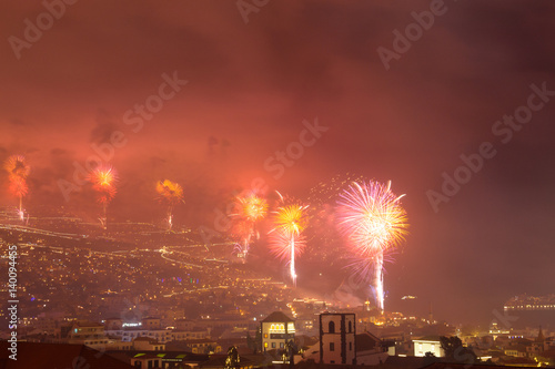 Magnificent New Year fireworks in Funchal, Madeira Island, Portugal