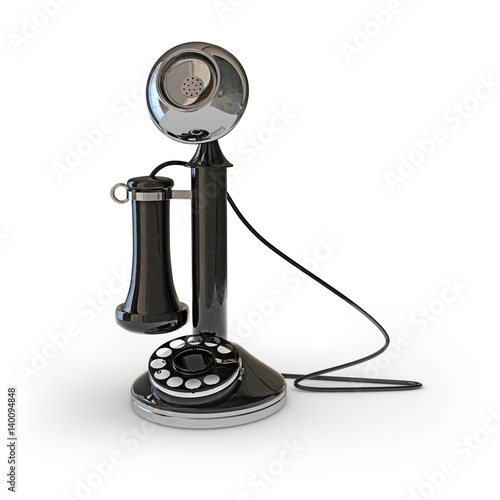 Retro telephone set  3D illustration (3D rendering)