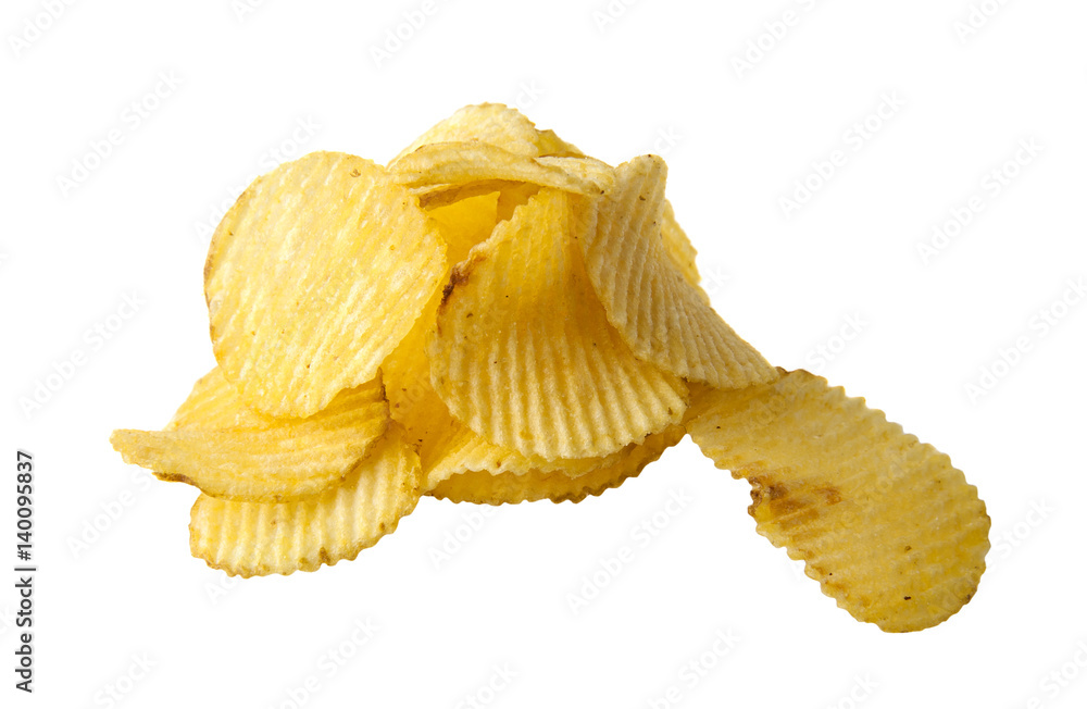 Potato chips isolated on white background Potato chips isolated on white background