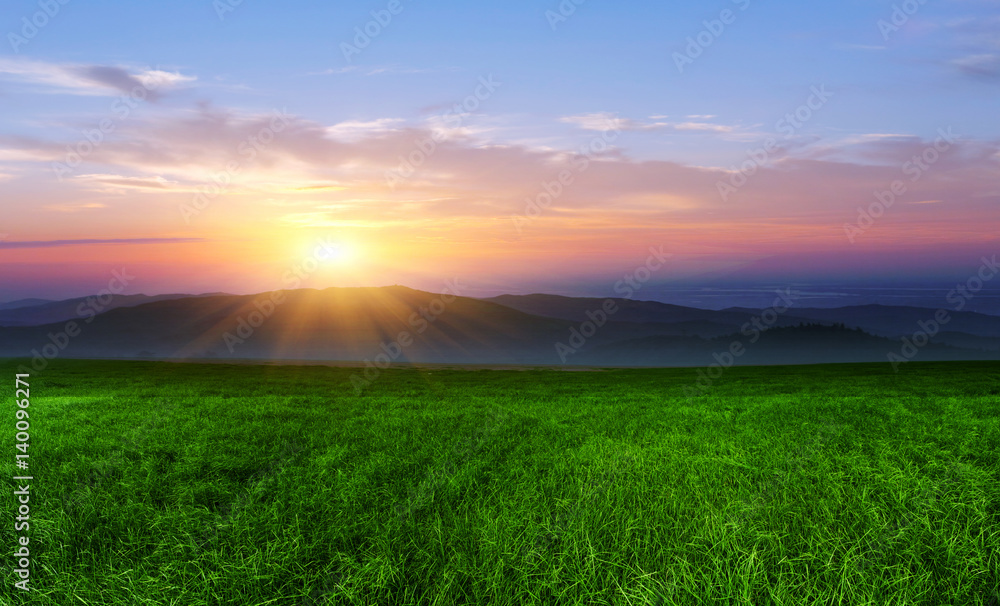 Sunset under the Inner Mongolia prairie, Chinese scenery