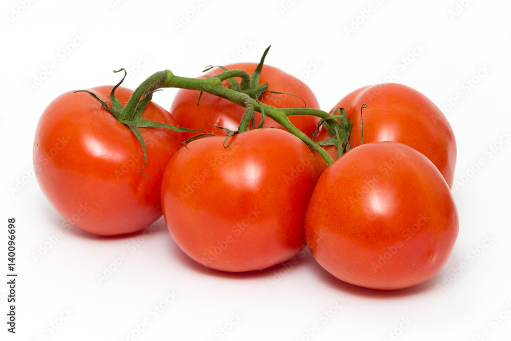 group of red tomatoes isolated on white