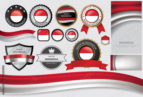 Made in Indonesia Seal, Indonesian Flag (Vector Art)