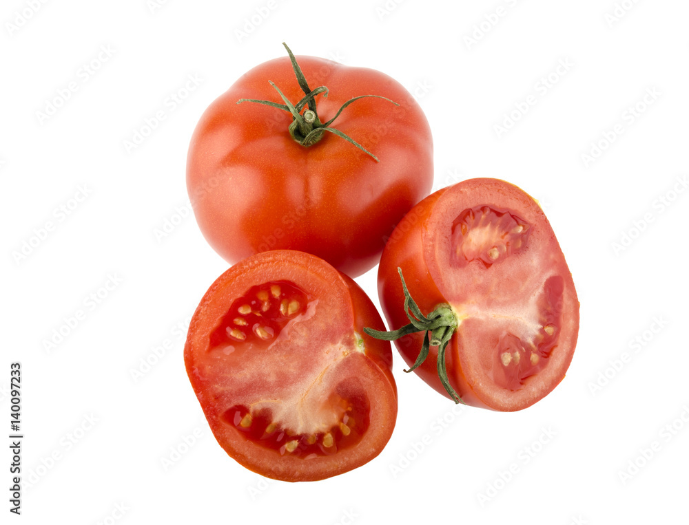 Two red ripe tomatoes isolated on white background Two red ripe tomatoes isolated on white background