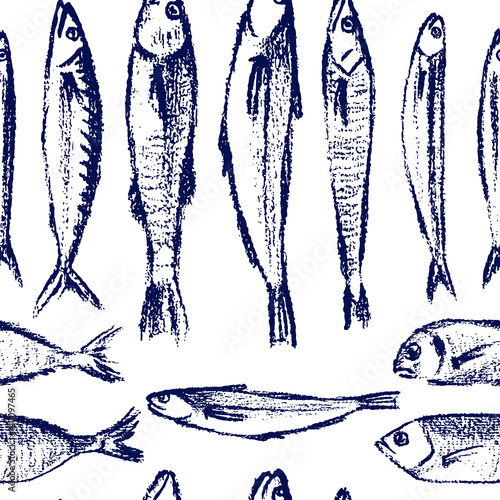 Hand drawn fish pattern