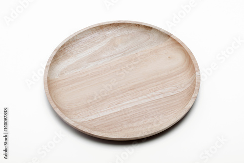 wooden plate isolated on white background