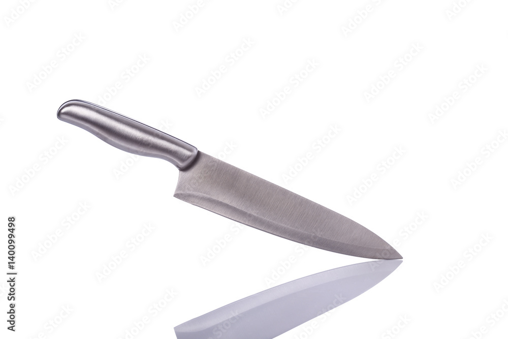 Fototapeta premium New stainless steel cooking knife. Studio shot isolated on white