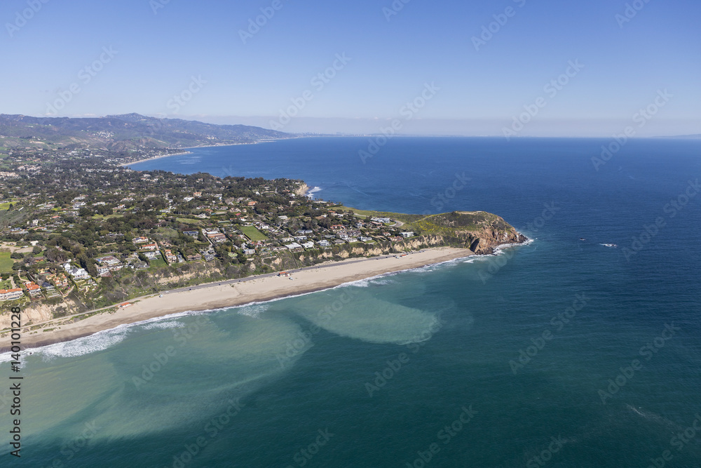 Aerial view of Westward Beach and Point Dume in Malibu, California.