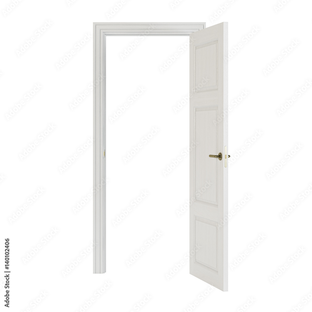 Naklejka premium Door isolated on white background. 3D rendering.
