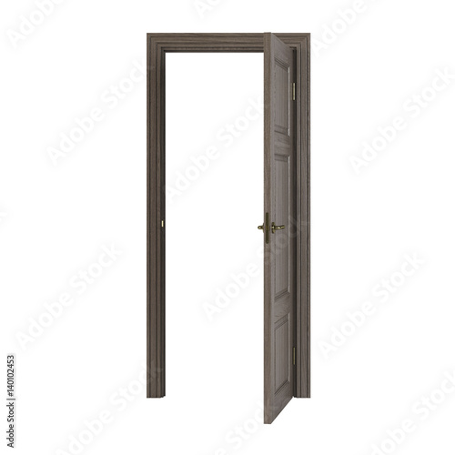 Door isolated on white background. 3D rendering.