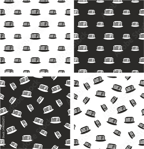 Pancake with Maple Syrup Avatar Big & Small Aligned & Random Seamless Pattern Set