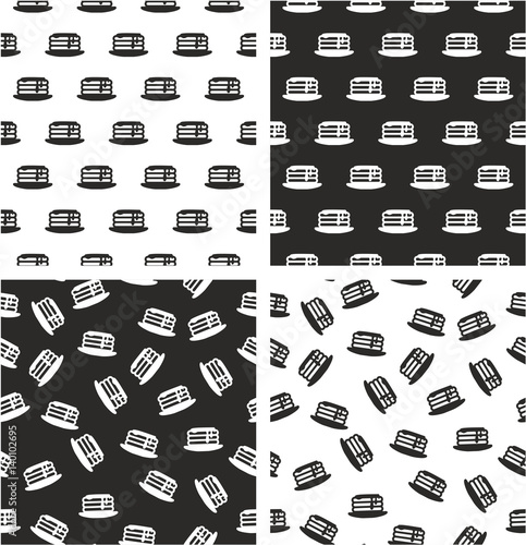 Pancake with Maple Syrup Avatar Aligned & Random Seamless Pattern Set