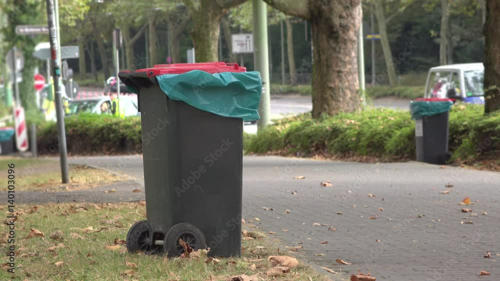 Trash can along street for festival.
Trash can along street for festival.