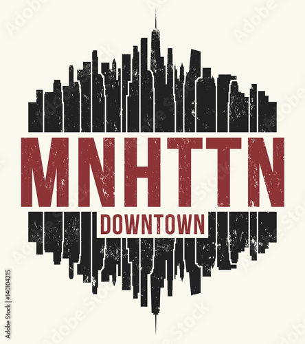 Manhattan New York graphic, t-shirt design, tee print, typography, emblem.