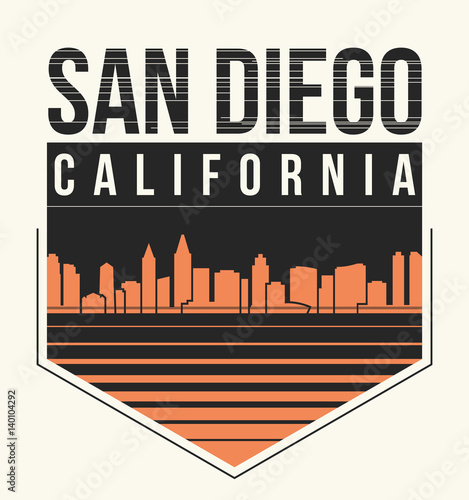 San Diego graphic, t-shirt design, tee print, typography, emblem.