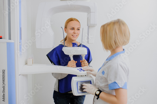 woman patient make an digital X-ray