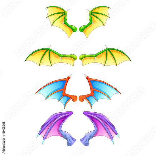 Dragon wings isolated on white background. Vector illustration