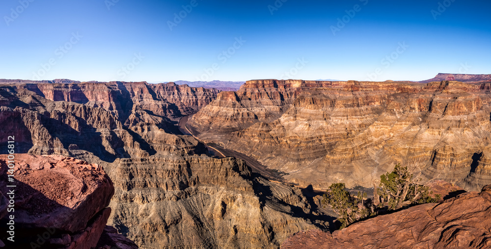 Panoramic view of Grand Canyon West Rim and Colorado River - Arizona, USA