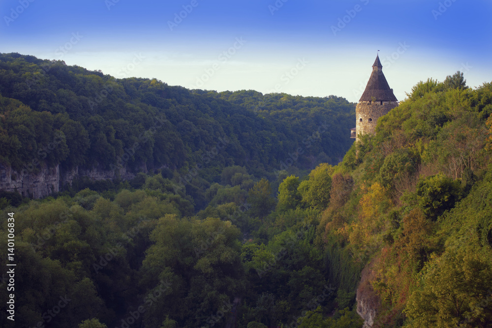 Castle in the mountains. Fortress. Kamenetz-Podolsky, Ukraine, Eastern Europe.