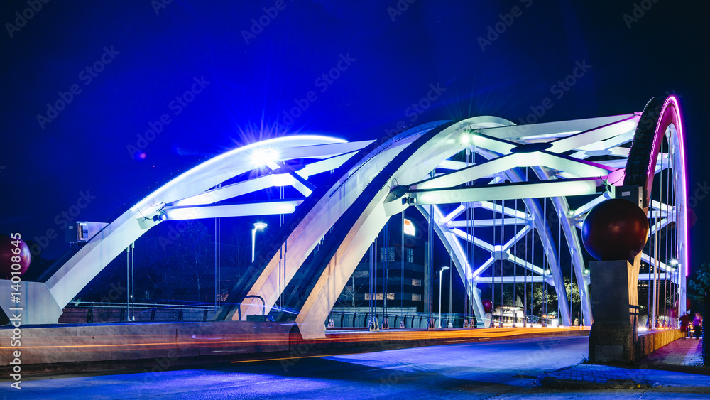 Obraz premium A view of 559 Bridge Lights on in Houston Texas USA