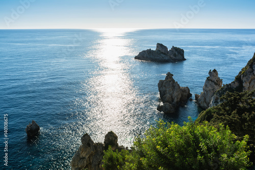 Beautiful seascape of Paleokastrica coast, Corfu, Greece. photo