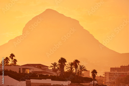 Javea Xabia sunset with Montgo mountain