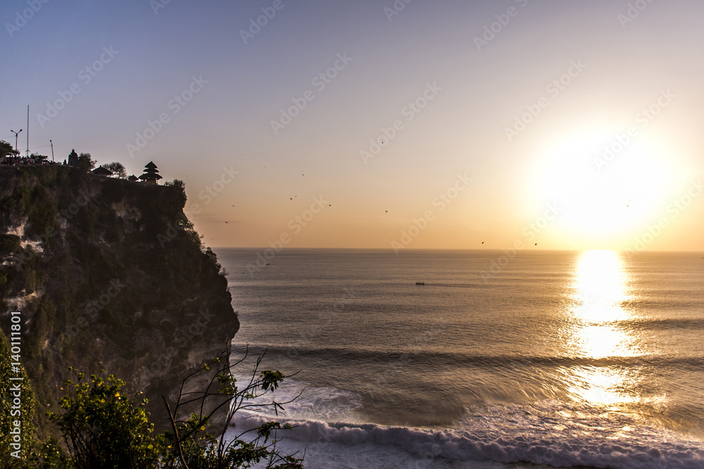 Bali holy Uluwatu Temple coastline ocean sunset