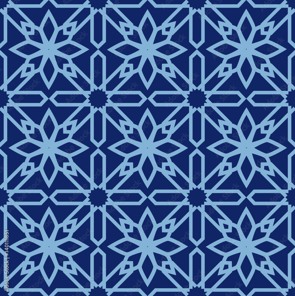 Arabic seamless pattern. Mosaic Oriental Ornaments. Vector illustration.