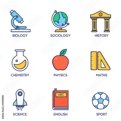 Subject Education Set Line Icon