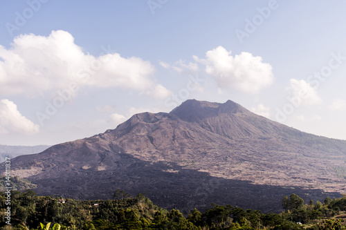 Bali indonesia black cold lava of the active volcano batur Gunung