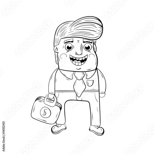 happy businessman with briefcase in hand.