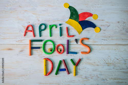 Obraz na płótnie April Fools' Day text made with plasticine