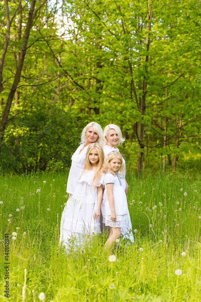 A large family is resting in nature A large family is resting in nature