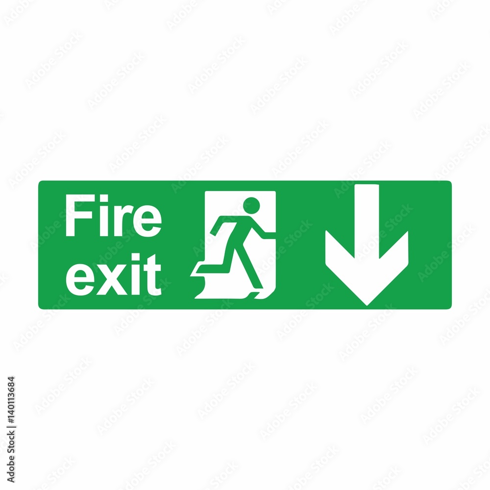 Emergency exit or fire exit sign vector design isolated on white background Emergency exit or fire exit sign vector design isolated on white background
