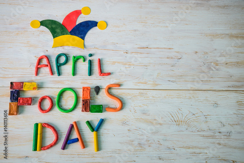 Obraz na płótnie April Fools' Day text made with plasticine