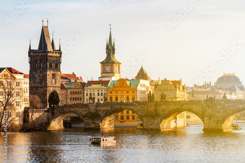 View of Charles Bridge (Karluv most) and Old Town Bridge Tower, Prague, Czechia