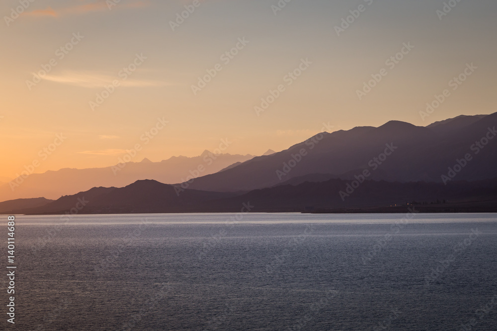 Sunset on Issy Kul Lake