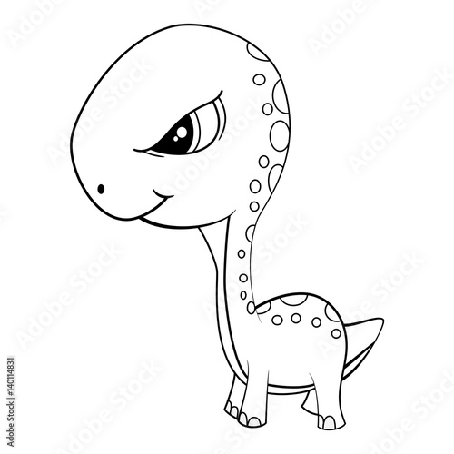 Cartoon of Green Baby Brontosaurus Dinosaur
