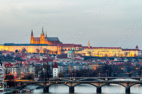 Canvas Print Prague panorama in the evening, view from Vysehrad