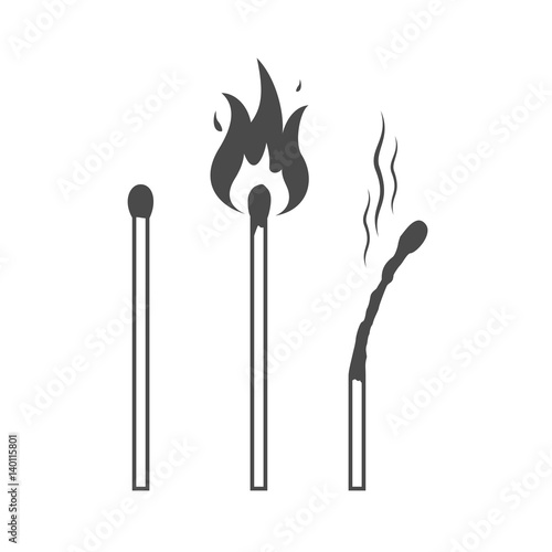 Matches icons, lighted match and burned match.