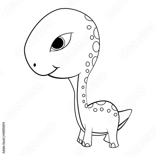 Cartoon of Green Baby Brontosaurus Dinosaur