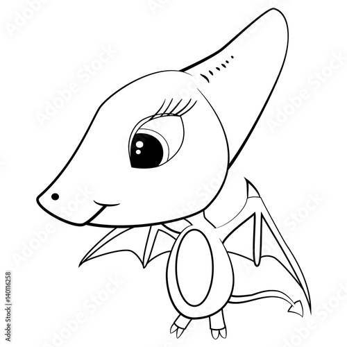 Cartoon of Baby Pterodactyl Dinosaur.