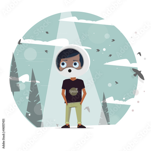 Illustration of kids dream of astronauts to fly into space.