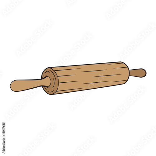 Isolated Cartoon Wooden Rolling Pin